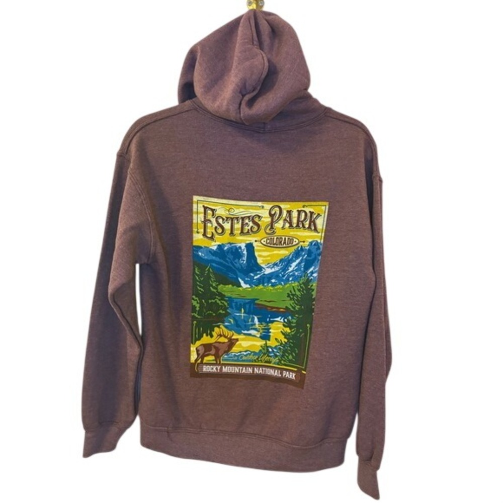 Estes Park Colorado Rocky Mountain National Park Hoodie Maroon Small